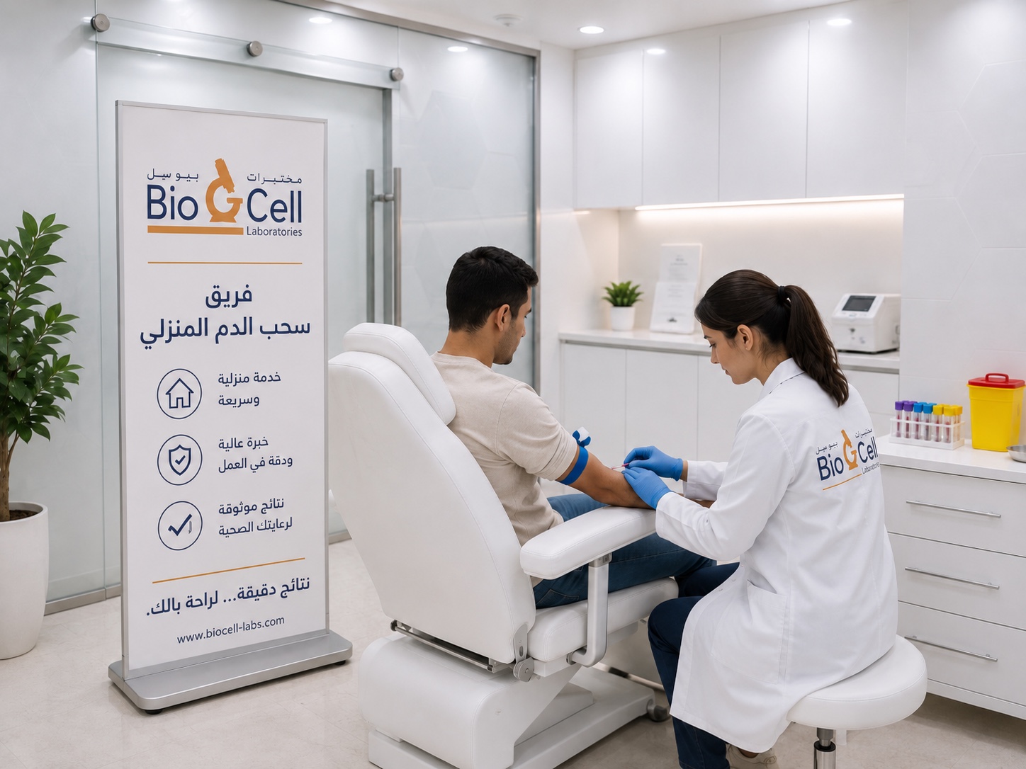 خدمة سحب الدم المنزلي في مختبرات بيو سِل
